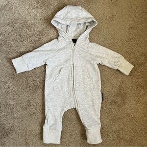 Little Bipsy Zip Hooded Romper Onesie Sweatshirt Light Heathery Grey 0-3m